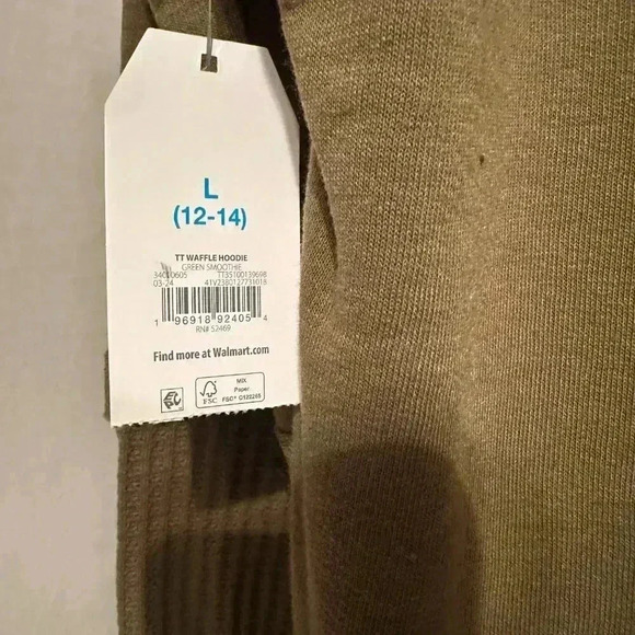 Time and Tru Waffle Hoodie- Size L- Green - Picture 5 of 5